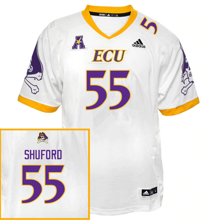 Men #55 Jason Shuford ECU Pirates College Football Jerseys Sale-White